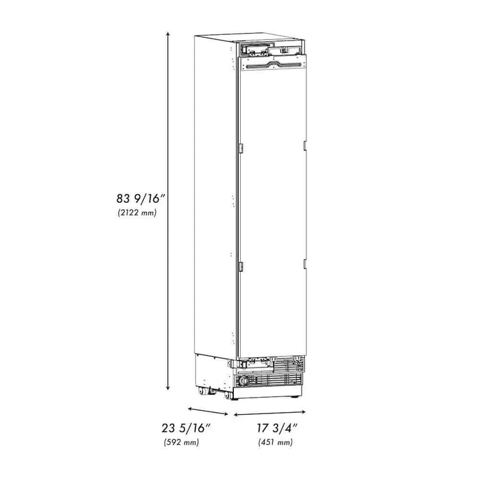 ZLINE 18" Panel Ready Right Hinge Column Freezer, Graphite Gray Interior RBCFVR-1809K