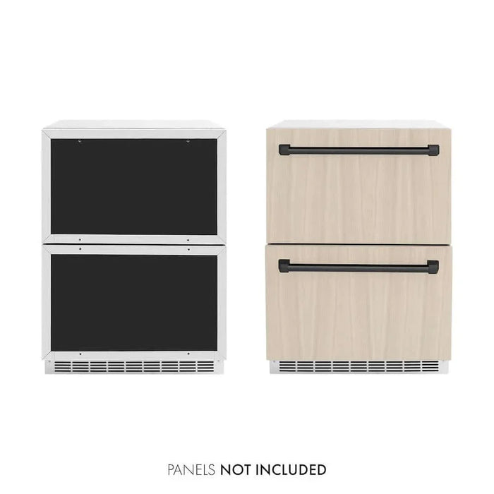 ZLINE 24" Touchstone 168 Can Outdoor-Rated Dual Refrigerator Drawer, Panel Matte Black, RDSPOZ-24-MB09K
