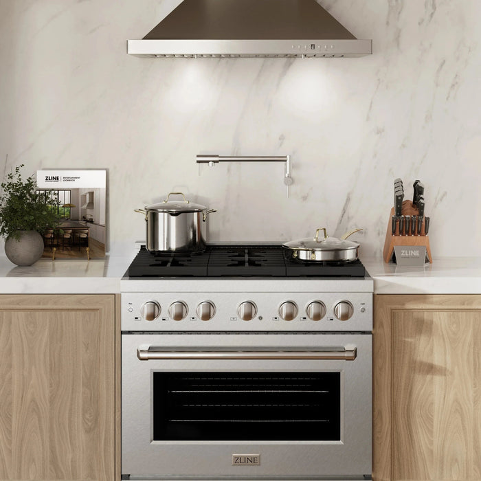 ZLINE 36"Paramount Dual Fuel Range DuraSnow® Stainless Steel SDRS-3609K
