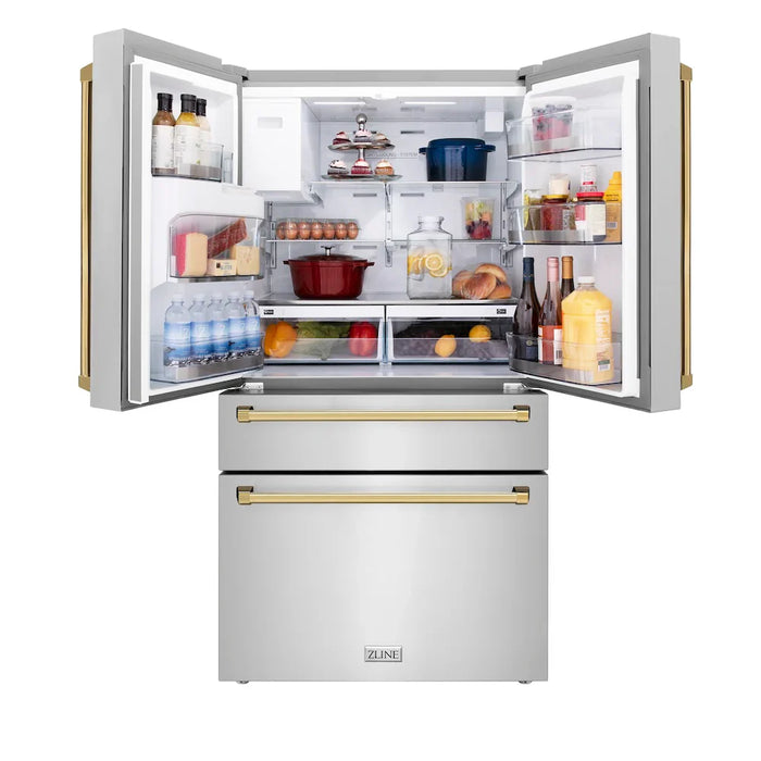 ZLINE Autograph Edition 48" Kitchen Package, Stainless Steel Dual Fuel Range, Range Hood, Dishwasher, French Door Refrigerator External Water Dispenser, 4AKPR-RARHDWM48-G09K