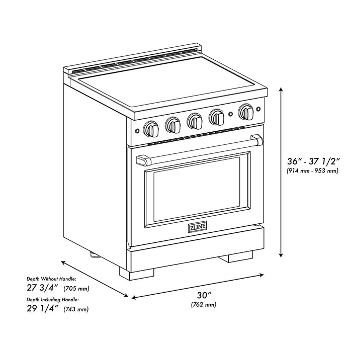 ZLINE Paramount Induction Range, Cooktop, Electric Convection Oven SINRB09K