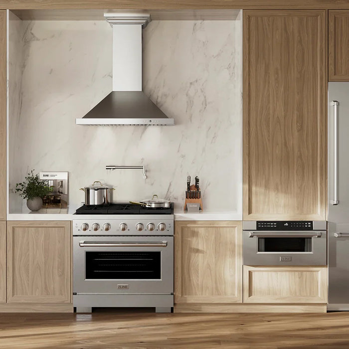 ZLINE 36" Paramount Dual Fuel Range DuoPro™ Cooktop, Electric Convection Oven PSDRS-BLM-3609K
