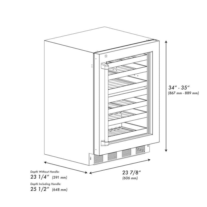 ZLINE 24" Touchstone Dual Zone 44 Bottle Wine Cooler DuraSnow® Stainless Steel Glass Door RWDO-SN-2409K