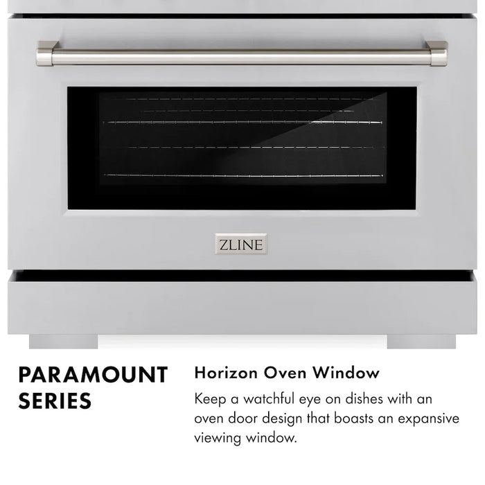 ZLINE Autograph Edition 36" Paramount Gas Range, Cooktop, Gas Convection Oven, Black Stainless Steel, Helix Handle SGRBZ-36-KCB09K