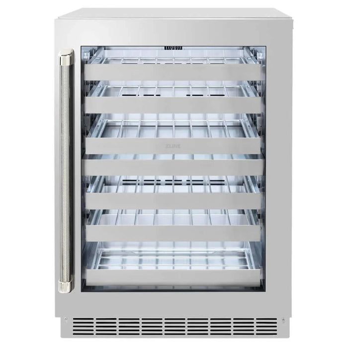 ZLINE Autograph 24" Dual Zone 44 Bottle Wine Cooler With Stainless Steel Glass Door, Helix Handle, Accents RWDOZ-GS-24-KCB09K