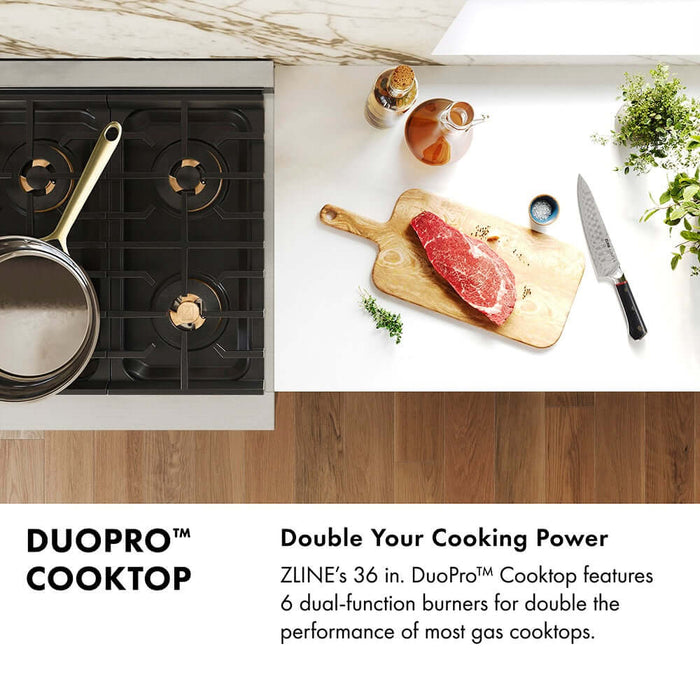 ZLINE 36" Paramount Dual Fuel Range DuoPro™ Cooktop, Electric Convection Oven PSDRZ-WM-36-CB09K