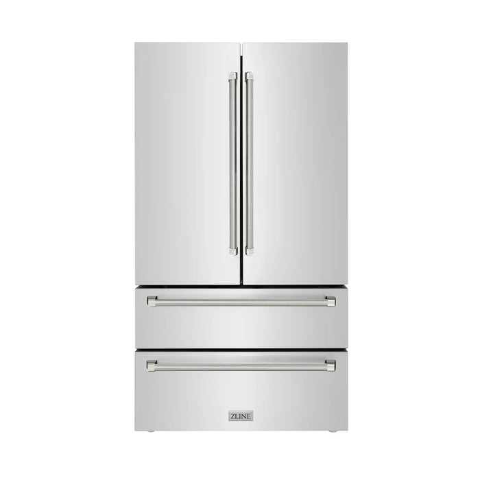 ZLINE Autograph Edition 36" Counter-Depth French Door Refrigerator, Ice Maker, Fingerprint-Resistant Stainless Steel, Helix Handles RFMZ-36-KCB09K