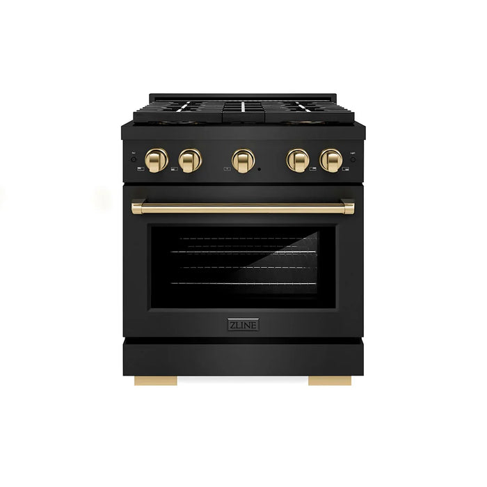 ZLINE 30" Paramount Dual Fuel Range DuoPro™ Cooktop, Electric Convection Oven, Accents PSDRBZ-30-CB09K