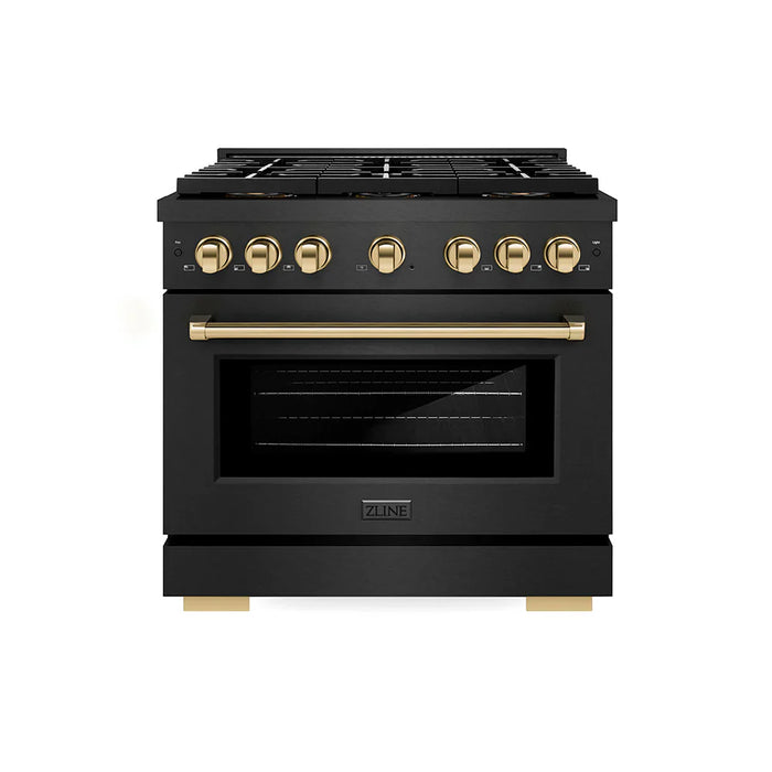 ZLINE 36" Paramount Dual Fuel Range DuoPro™ Cooktop, Electric Convection Oven, Black Satin Stainless Steel PSDRBSZ-36-CB09K