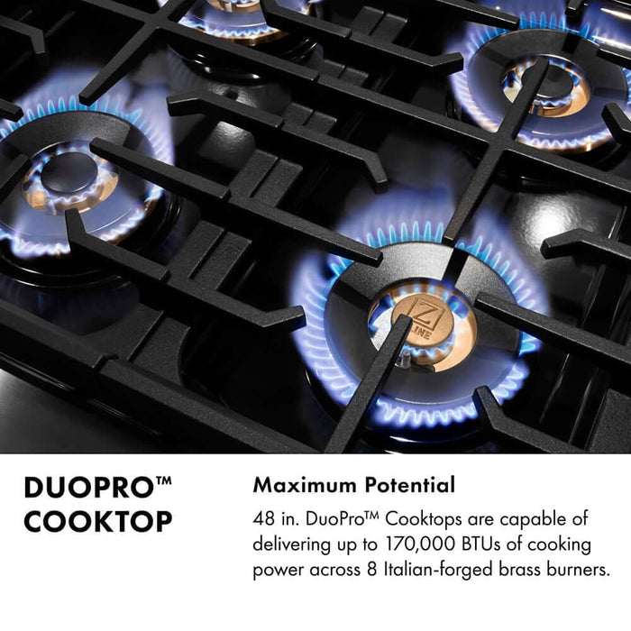 ZLINE 48" Paramount Dual Fuel Range DuoPro™ Cooktop, Dual Ovens PSDR-WM-4809K