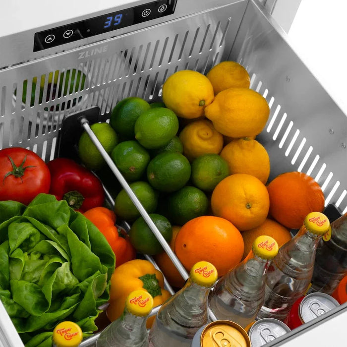ZLINE 24" Touchstone 168 Can Outdoor-Rated Dual Refrigerator Drawer, Stainless Steel, RDSO-ST-2409K