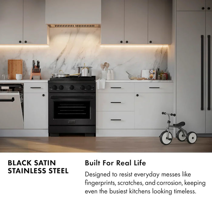 ZLINE 48" Paramount Gas Range, Convection Gas Oven, Black Satin Stainless Steel SGRBSZ-48-CB09K