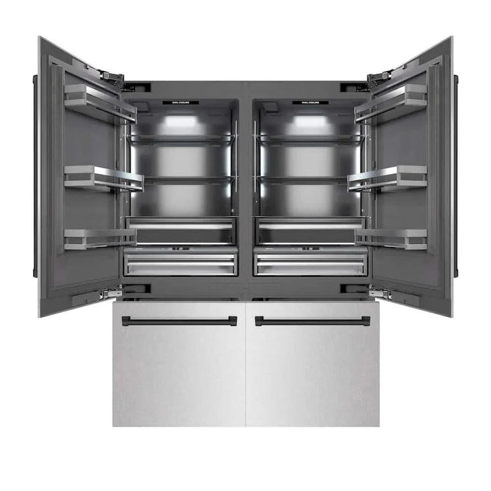 ZLINE 60" Built-In Bottom Freezer Refrigerator with Water Dispenser, Ice Maker, DuraSnow® Stainless Steel, Graphite Gray Interior, Matte Black GRBIVZ-SN-60-MB09K