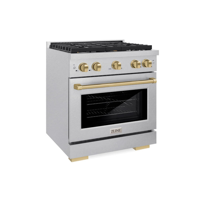 ZLINE 30"Paramount Dual Fuel Range DuraSnow® Champagne Bronze SDRSZ-30-CB09K
