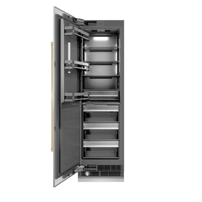 ZLINE 24" Column Freezer Stainless Steel, Graphite Gray Interior Champagne Bronze RCFVZ-304-24-CB09K
