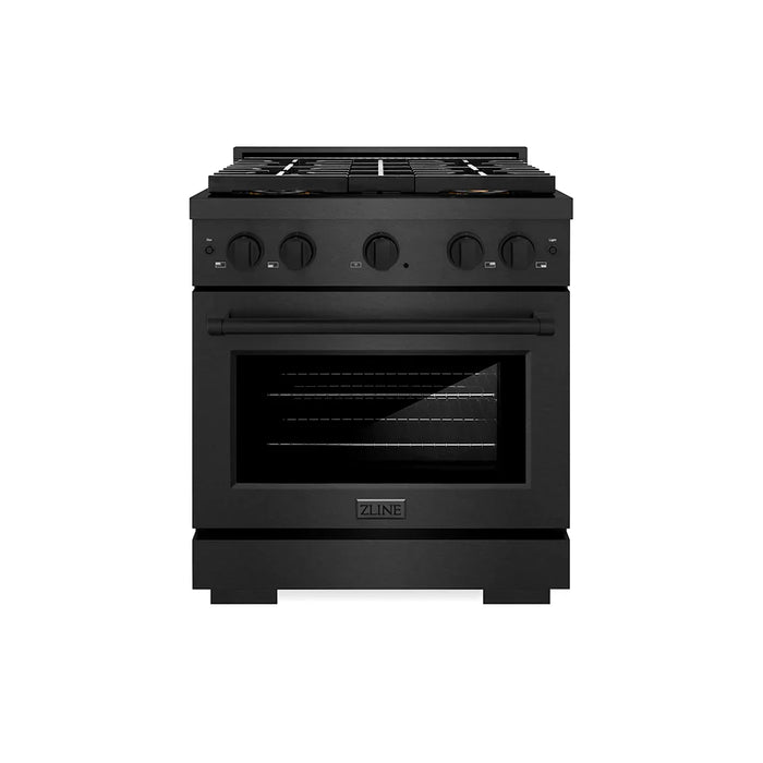 ZLINE 30" Paramount Gas Range, Convection Gas Oven, Black Satin Stainless Steel, Brass Burners SGRBS-BR-3009K