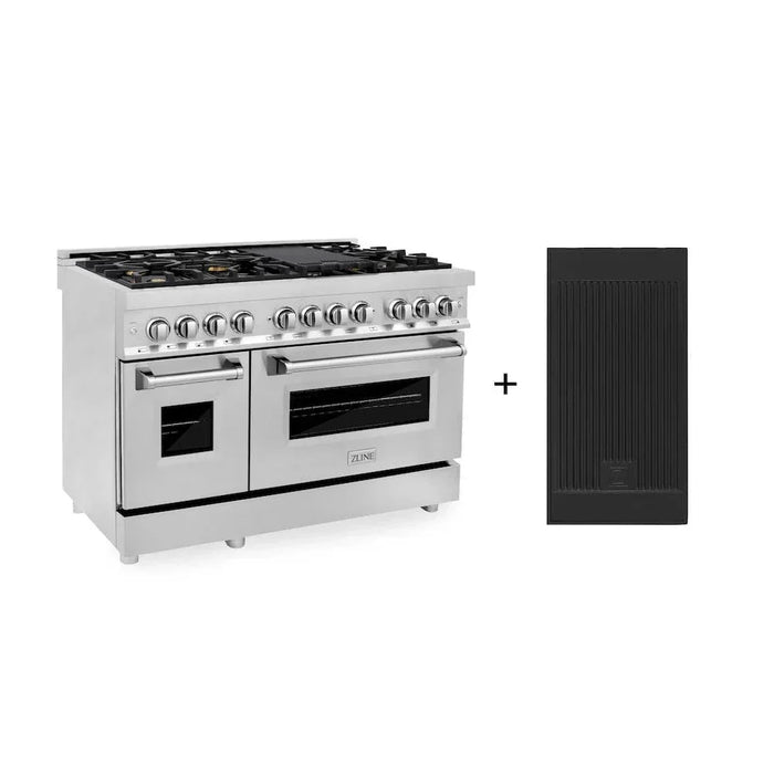 ZLINE 48" Gas Burner/Electric Oven Range Stainless, Brass Burners, Griddle RA-BR-GR-4809K