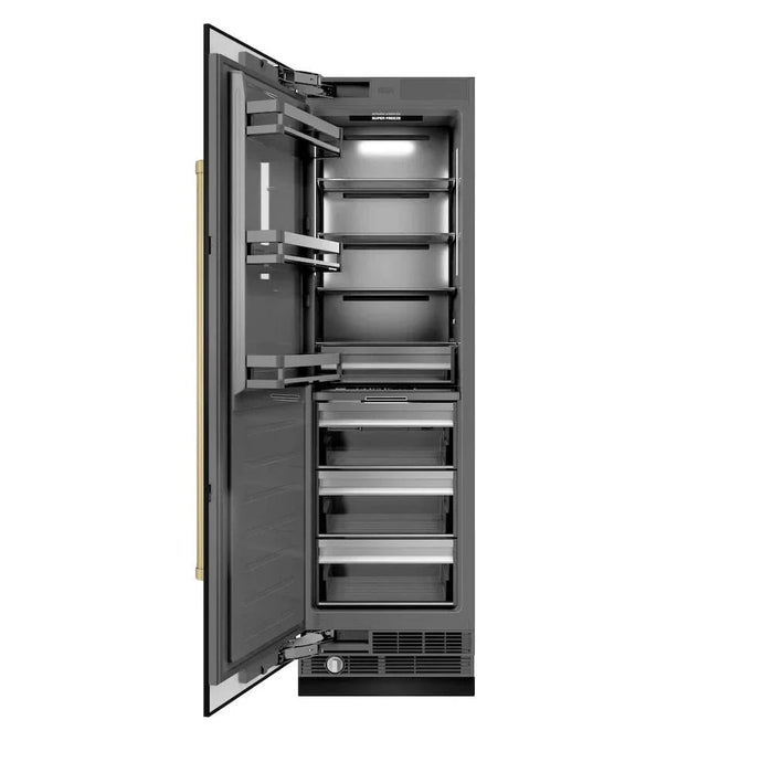 ZLINE 24" Column Freezer Black Stainless Steel, Graphite Gray Interior Champagne Bronze RCFVZ-BS-24-CB09K
