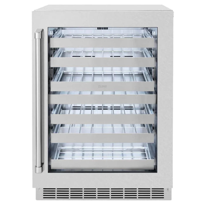 ZLINE 24" Touchstone Dual Zone 44 Bottle Wine Cooler DuraSnow® Stainless Steel Glass Door RWDO-SN-2409K