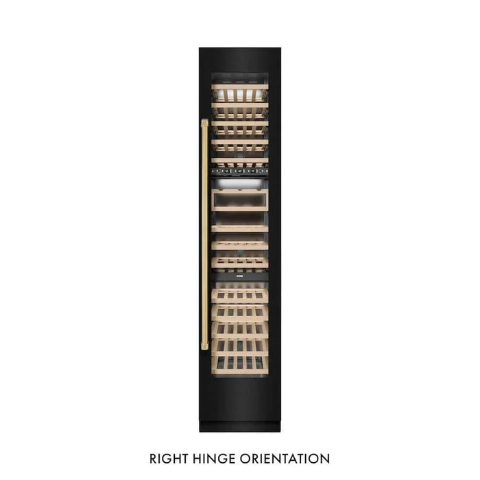 ZLINE 18"Triple Zone 68 Bottle Right Hinge Column Wine Cooler, Black Stainless Steel Polished Gold RCWVRZ-BS-18-G09K