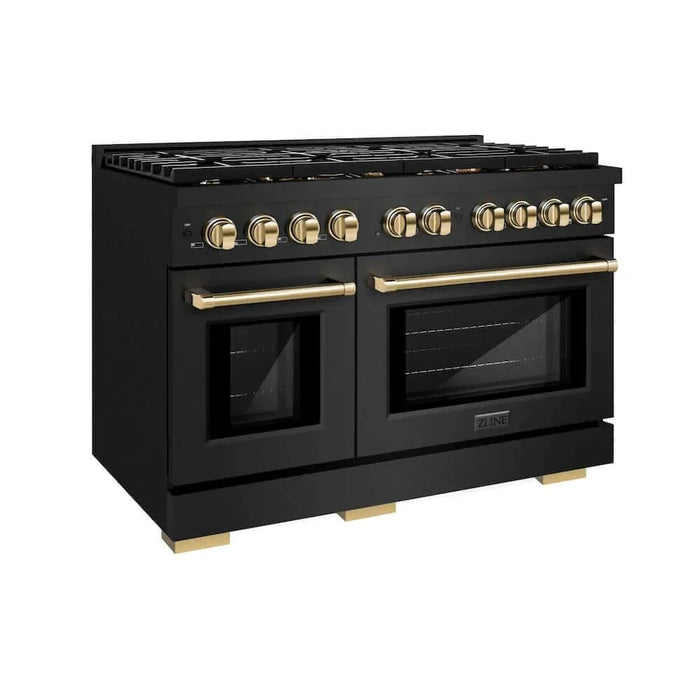 ZLINE 48"Gas Range, Convection Gas Oven, Black, Gold,SGRBZ-48-G09K