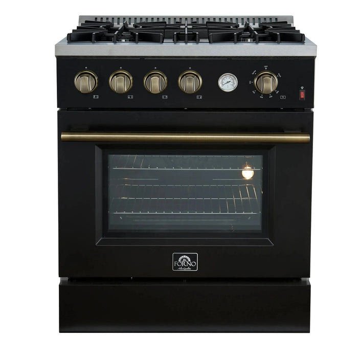 FORNO Marco 30" Gas on Gas Range FFSGS6277-30BLK09K