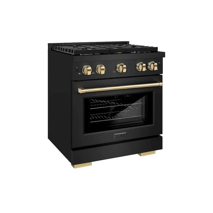 ZLINE 30"Gas Range, Convection Gas Oven, Black, Gold, SGRBZ-30-G09K