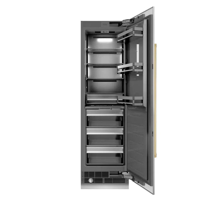 ZLINE 24" Column Refrigerator Stainless Steel, Graphite Gray Interior Polished Gold RCRVZ-30424-G09K