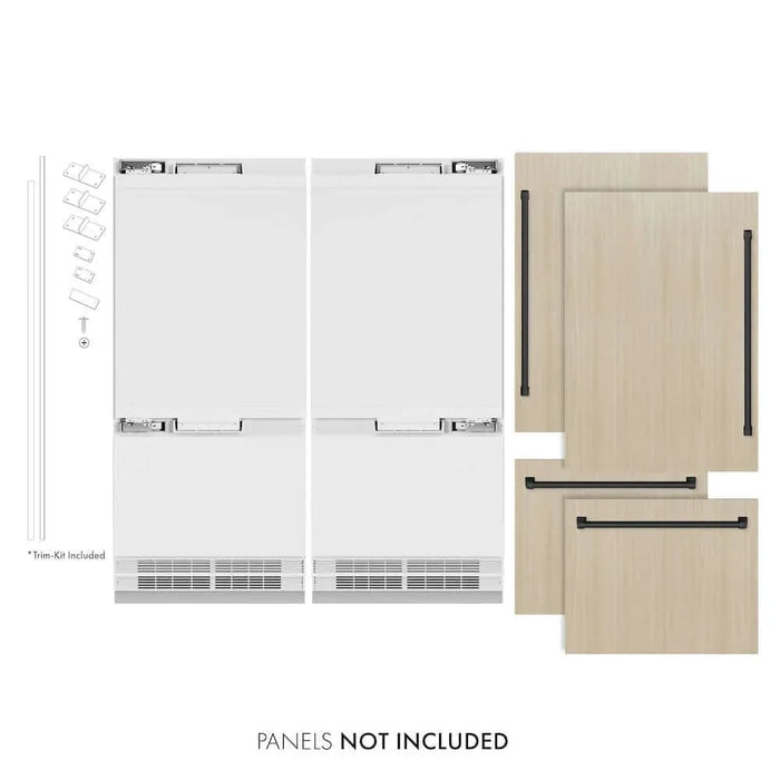 ZLINE 72" Panel Ready Built-In Bottom Freezer Refrigerator,Water Dispenser, Ice Maker, Matte Black RBITZ-72-MB09K