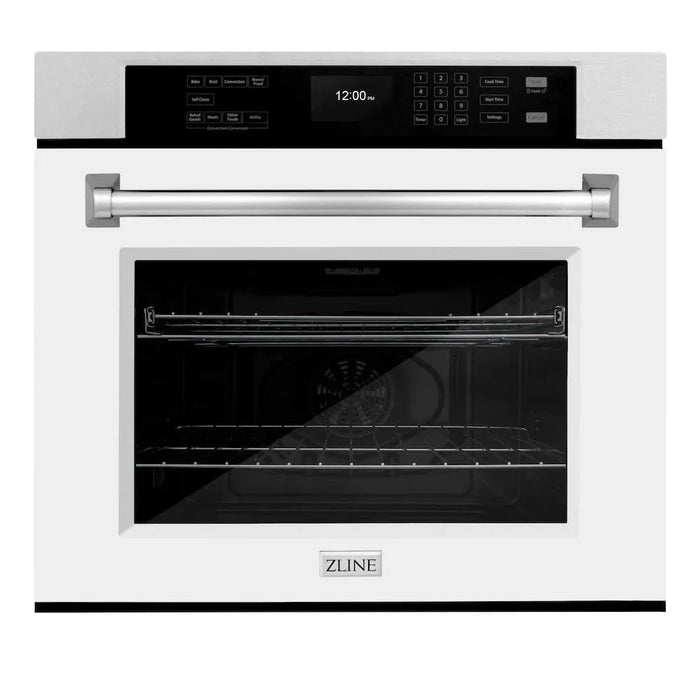 ZLINE 30"Professional True Convection Single Wall Oven, Air Fry, Self Clean, DuraSnow® White Matte WASS-WM-3009K