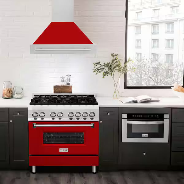 ZLINE 36" Autograph Stainless Red Matt Wall Range Hood 8654STX-RM-3609K