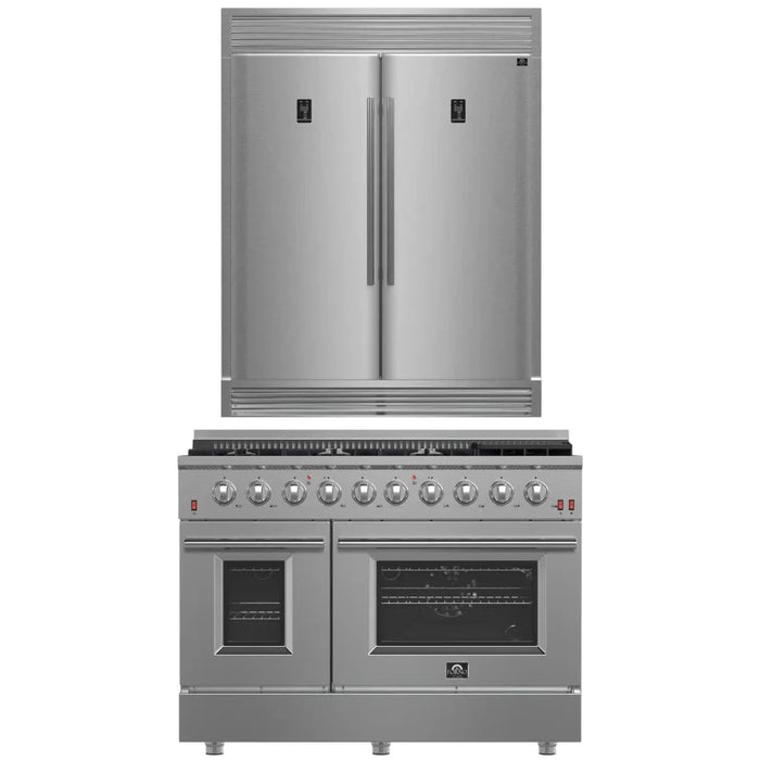 FORNO Appliance Package - 48" Gas Burner, Electric Oven Range and 60" Refrigerator FBDL-005-02CAUS09K