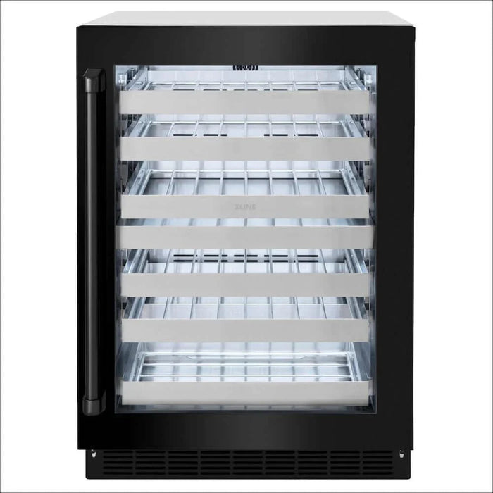 ZLINE 24" Touchstone Dual Zone 44 Bottle Wine Cooler Black Stainless Steel Glass Door RWDO-BS-2409K