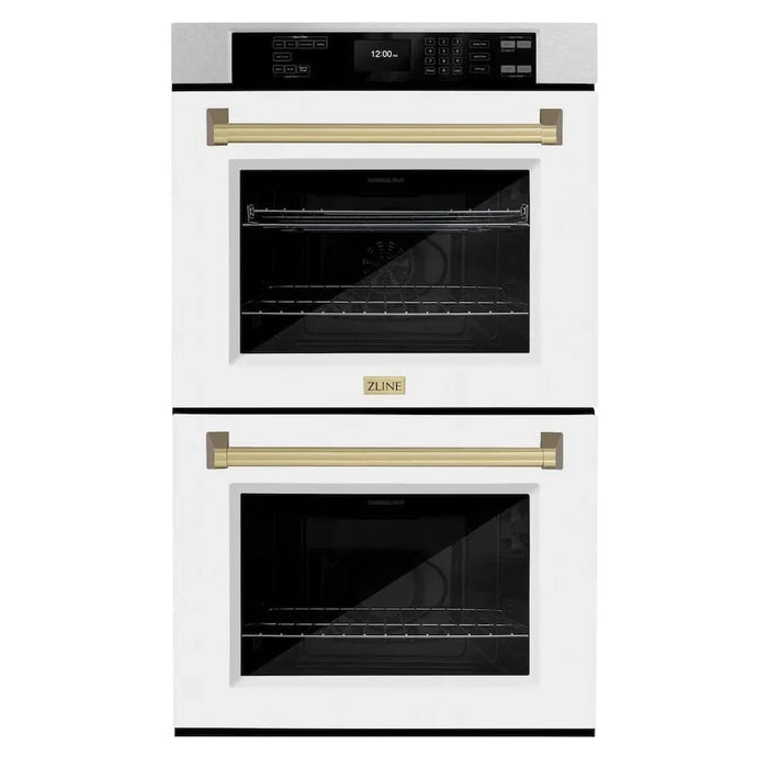 ZLINE 30"Professional True Convection Double Wall Oven, Air Fry, Self Clean, DuraSnow® Champagne Bronze WADSZ-WM-30-CB09K