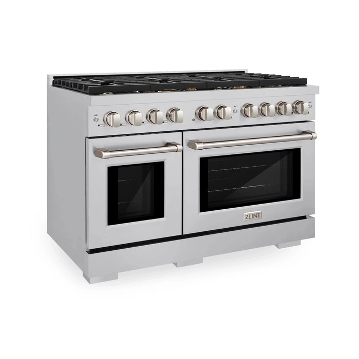 ZLINE 48"Paramount Dual Fuel Range Stainless Steel, Brass Burner, SDR-BR-4809K