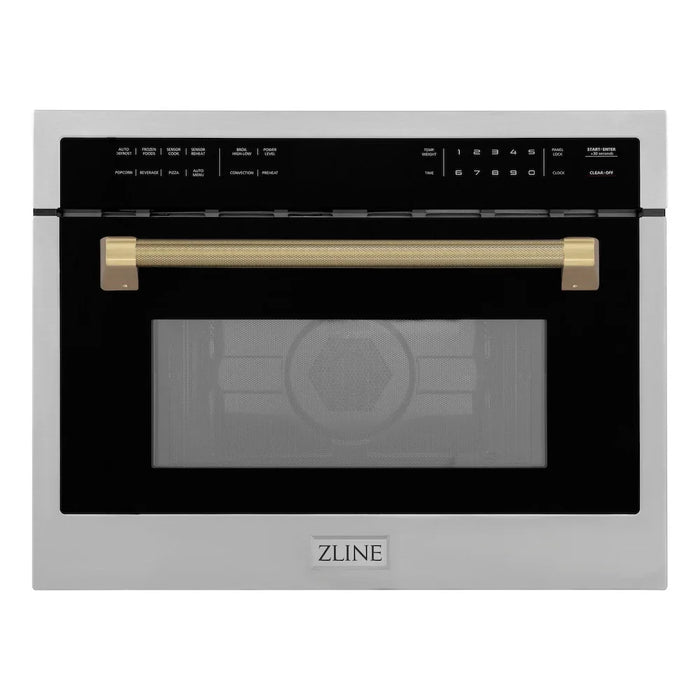 ZLINE Autograph Edition 24" Built-in Convection Microwave Oven, Stainless Steel, Helix Handle MWOZ-24-KCB09K