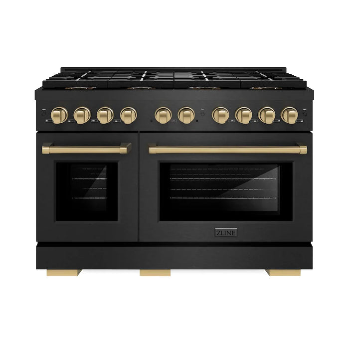 ZLINE 48" Paramount Gas Range DuoPro™ Cooktop, Convection Gas Oven, Black Satin Stainless Steel PSGRBSZ-48-CB09K