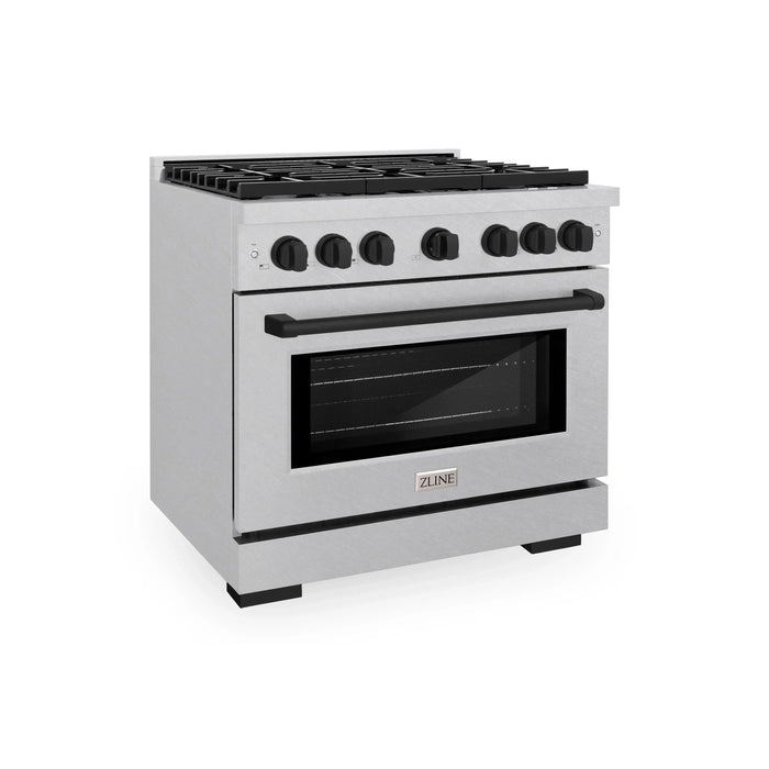 ZLINE 36"Paramount Dual Fuel Range DuraSnow® Matte Black SDRSZ-36-MB09K