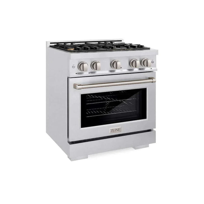 ZLINE 30" Select Dual Fuel Range Gas Cooktop Electric Convection Oven DuraSnow® Stainless Steel Brass Burners HDRS-BR-3009K
