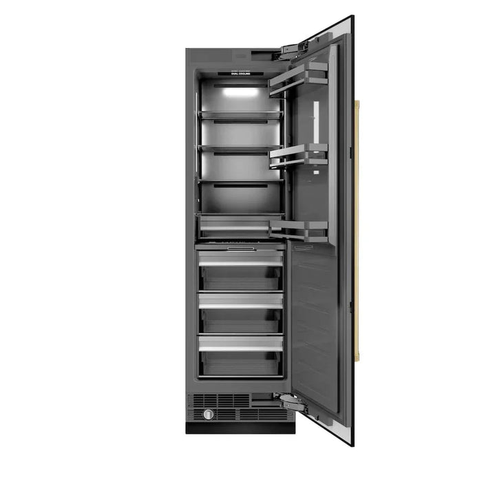 ZLINE 24" Column Refrigerator Black Stainless Steel, Graphite Gray Interior Polished Gold RCRVZ-BS-24-G09K