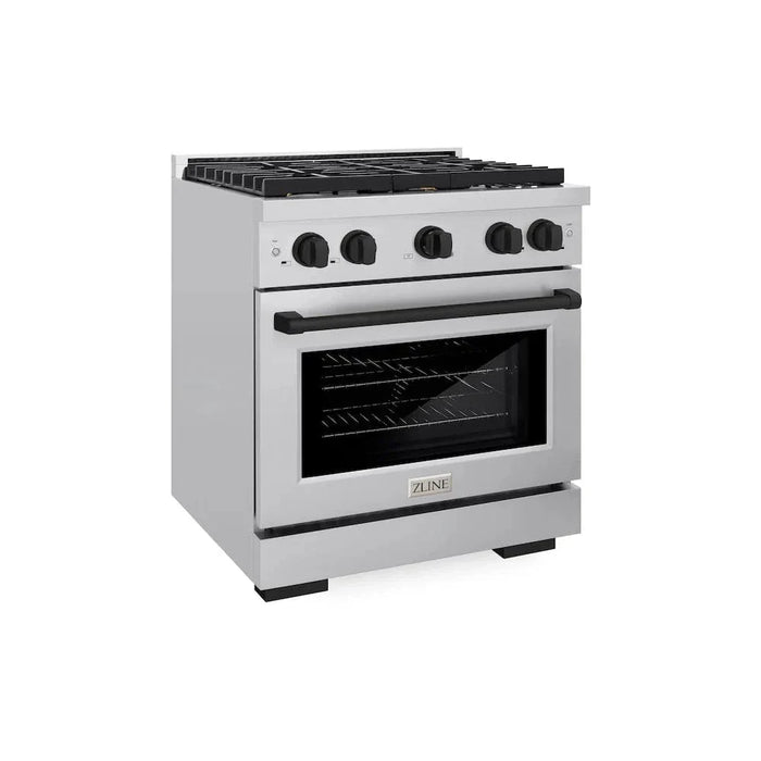 ZLINE 30"Paramount Dual Fuel Range Stainless Steel Matte Black SDRZ-30-MB09K