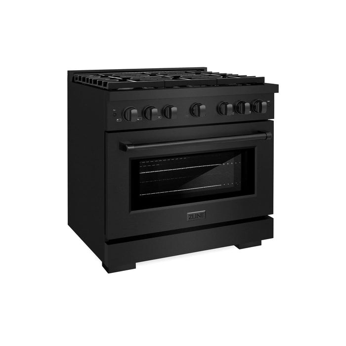 ZLINE 36"Paramount Dual Fuel Range Black Stainless Steel, SDRB-3609K