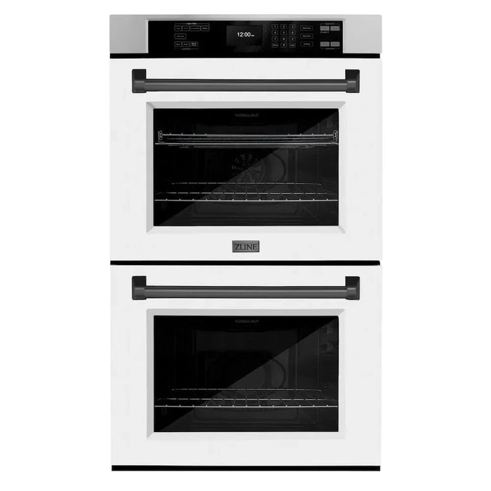 ZLINE 30"Professional True Convection Double Wall Oven, Air Fry, Self Clean, White Matte, Matte Black WADZ-WM-30-MB09K