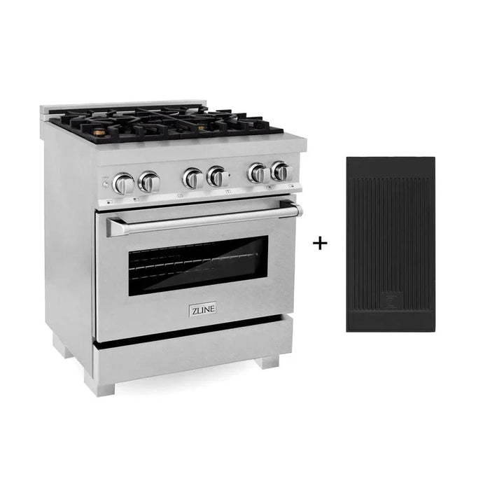 ZLINE 30" Dual Fuel Range, DuraSnow, Stainless, Brass Burners, Griddle RAS-SN-BR-GR-3009K