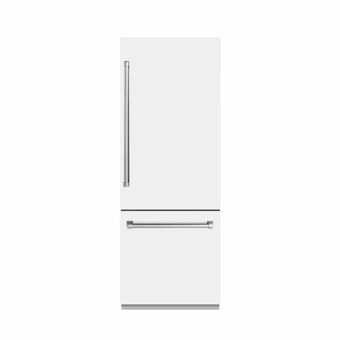 ZLINE 30" Panel Ready Built-In Bottom Freezer Refrigerator,Water Dispenser, Ice Maker, White Matte, Graphite Gray, GRBIV-WM-3009K