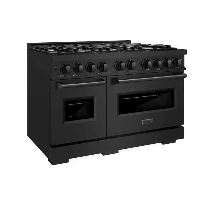 ZLINE 48" Dual Fuel Range, Gas Cooktop, Electric Convection Oven Black Stainless Steel, CDRB-4809K