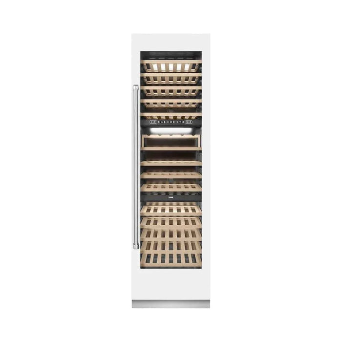 ZLINE 24"Triple Zone 100 Bottle Column Wine Cooler, White Matte Stainless Steel RCWV-WM-2409K
