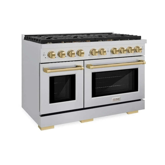 ZLINE 48"Gas Range, Convection Oven Stainless Steel, Champagne Bronze, SGRZ-48-CB09K