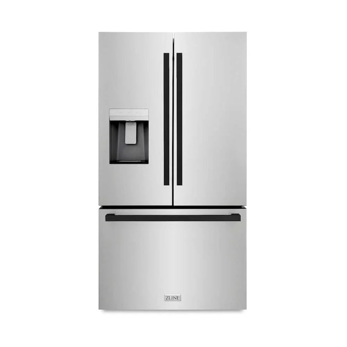 ZLINE Autograph Edition 36" Standard-Depth French Door External Water Dispenser Refrigerator, Dual Ice Maker, Fingerprint-Resistant Stainless Steel RSMZ-W-36-FMB09K