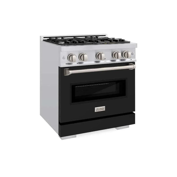 ZLINE 30"Classic Gas Range, Convection Gas Oven, Stainless Steel, Black Matte Door CGR-BLM-3009K